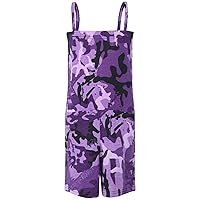 Kids Girls Camouflage Purple Color Playsuit Trendy All In One Jumpsuit 5-13 Years