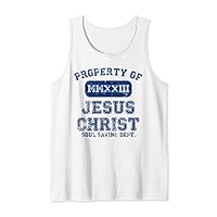 Property of Jesus Christ Soul Saving Dept - Blue Distressed Tank Top