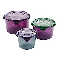 ECO Food Storage Airtight Container Set with Lids, BPA Free, Round, 6 Piece, Assorted Colors