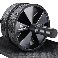 Amonax Convertible Ab Wheel Roller with Large Knee Mat for Core Abs Rollout Exercise. Double Wheel Set with Dual Fitness Strength Training Modes at Gym or Home