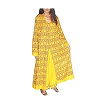 Indian 100% Cotton Women's Long Dress Girl's Frock Suit Bohemian Maxi Yellow Color Tunic Dress Plus Size