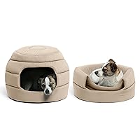 Best Friends by Sheri 2 in 1 Honeycomb Convertible Cat and Dog Cave Bed, Ilan Microfiber, Wheat, Standard