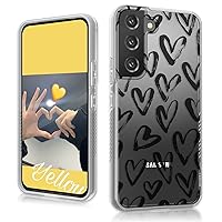 MYBAT PRO Case for Samsung Galaxy S22 Case 6.1 inch, Mood Series Slim Cute Clear Crystal Stylish Hard PC + Soft TPU Bumper Military Grade Drop Shockproof Non-Yellowing Protective Cover, Black Hearts