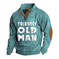 Sweatshirts for Men Letter Graphic Print Pullover Outdoor Casual Stand Collar Vintage Long Sleeve Sweatshirt Jacket