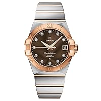 Constellation Co-Axial Brown Diamond Dial Two Tone Unisex Watch 123.20.38.