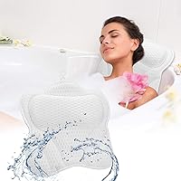 Luxury Bath Pillow for Tub BathTub Pillow Spa Pillows for Neck Head Shoulders Back Support, 4D Air Mesh Bath Accessories, Thick Bath Cushion with 6 Suction Cups Men Women Comfort Shower Headrest