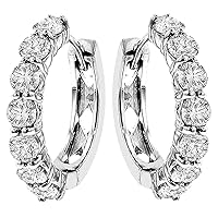 3.00 CT TW Large Diamond Hoop Earrings in 14k White Gold