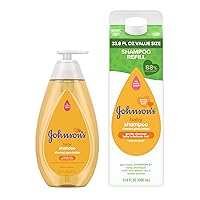 Johnson's Baby Shampoo Bath Starter Pack, Tear-Free Formula Gentle Baby Shampoo Bottle 20.3 fl. Oz and Value Size Baby Shampoo Refill Pack, 33.8 fl. Oz