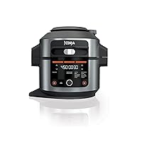 Ninja OL500 Foodi 6.5 Qt. 14-in-1 Pressure Cooker Steam Fryer with SmartLid, that Air Fries, Proofs & More, with 2-Layer Capacity, 4.6 Qt. Crisp Plate & 25 Recipes, Silver/Black