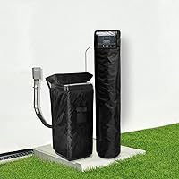Water Softener Cover with Plush Lining,Outdoor Insulated Water Softener Tank Cover with Top Transparent PVC Window + Brine Tank Cover with Split Zipper Opening - Prevent Sweating (Black)