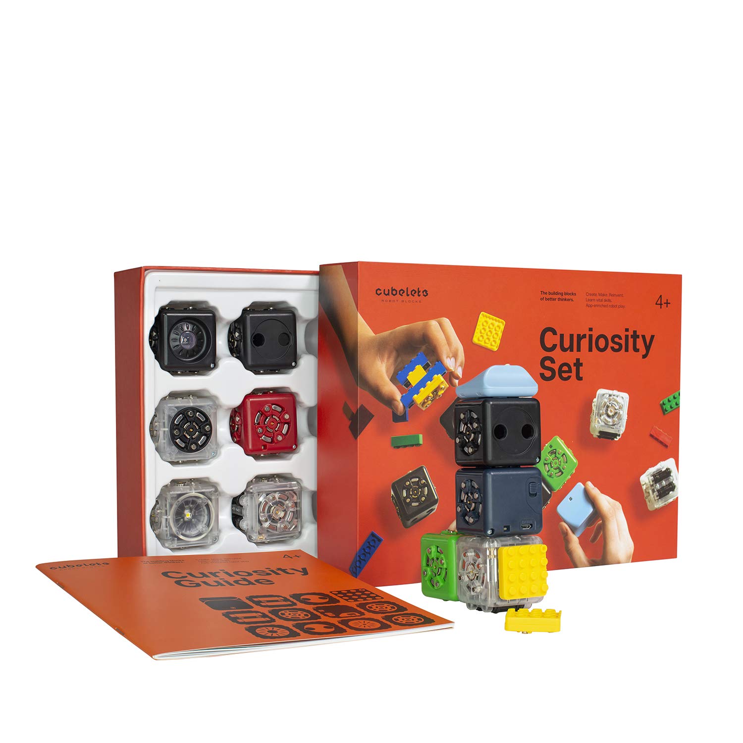 CUBELETS Robot Blocks - Curiosity Set for Home - Kids Coding Robots with Unlimited Possibilities, Extend Learning with STEM Concepts, Ages 4-100, Pre-K Thru College