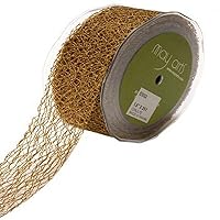 May Arts 1-1/2-Inch Wide Ribbon, Antique Gold Net