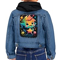 Rainbow Star Toddler Hooded Denim Jacket - Colorful Jean Jacket - Kawaii Denim Jacket for Kids