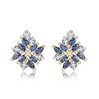 Amazon Collection Genuine or Created Gemstone Starburst Stud Earrings in Sterling Silver