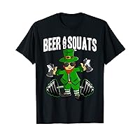 Beer and Squats St Patricks Day Leprechaun Gym Workout T-Shirt