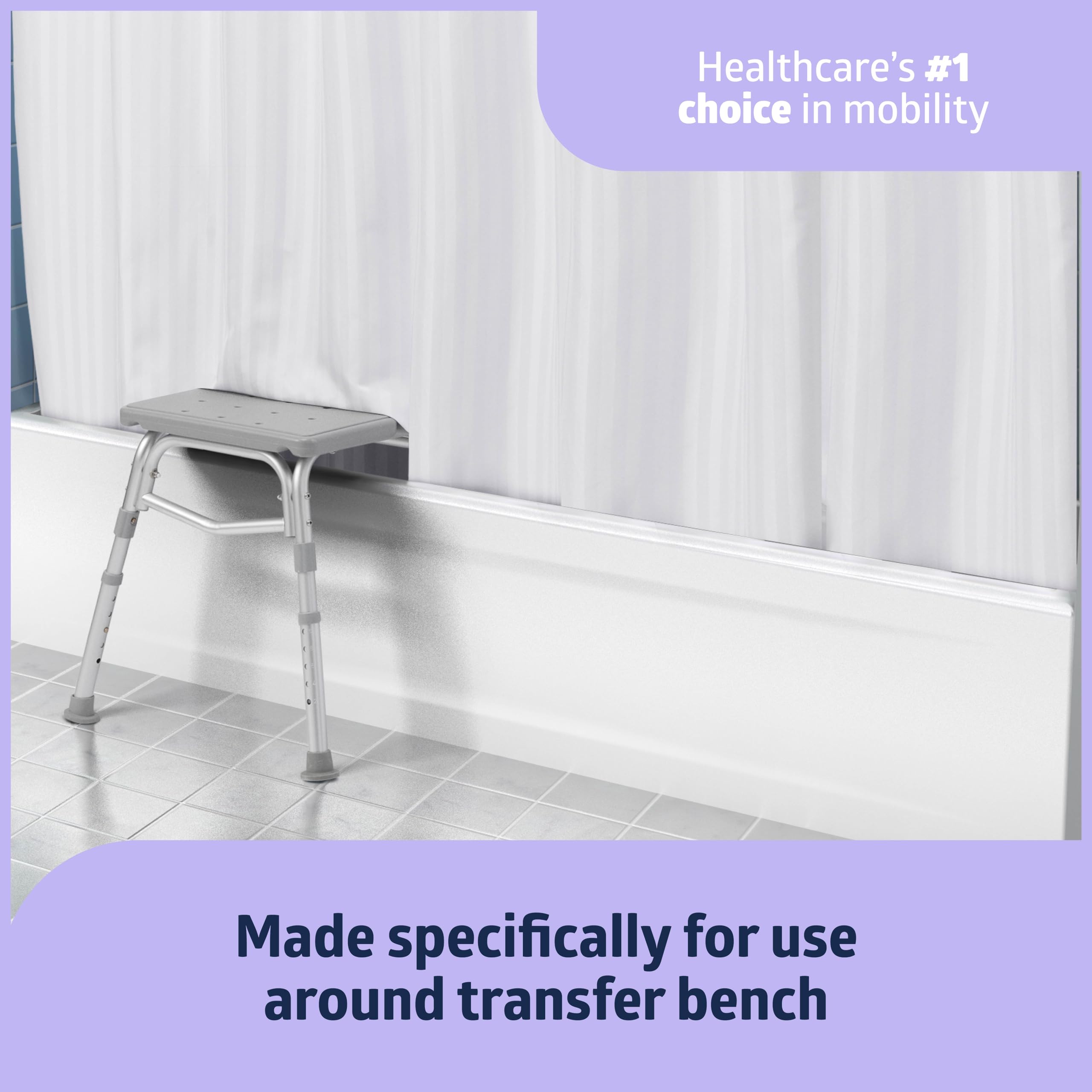 Medline Bath Combo for Caregivers, Seniors and Adults: Transfer Bench & Shower Curtain with 2-Pack Loofah for Disabled, Seniors, Elderly, Adults - 1 Ct.