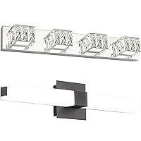 ZUZITO Bundle Modern LED Vanity Light Fixtures for Bathroom Black Wall Lighting with Crystal Light Fixtures Over Mirror