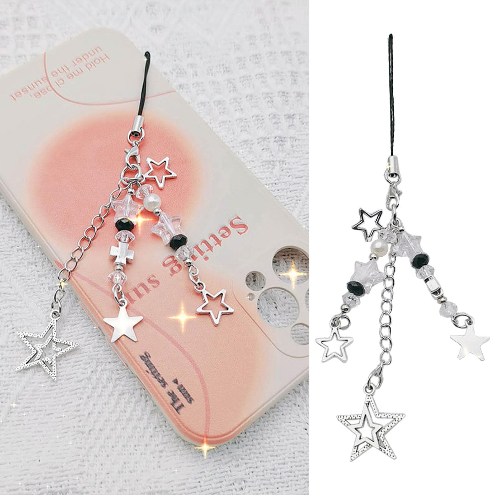 Necvior Pack Of 3 Star Phone Charm Keychain Bag Accessory Star Phone Strap Phone Jewelry Alloy Material For Fashion Lover Y2k Phone Chain