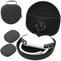 Hard Case for New AirPods Max, Travel Carrying Headphone Case with Silicone Earpad Cover & Mesh Pocket, AirPods Max Protective Portable Storage Bag -Black