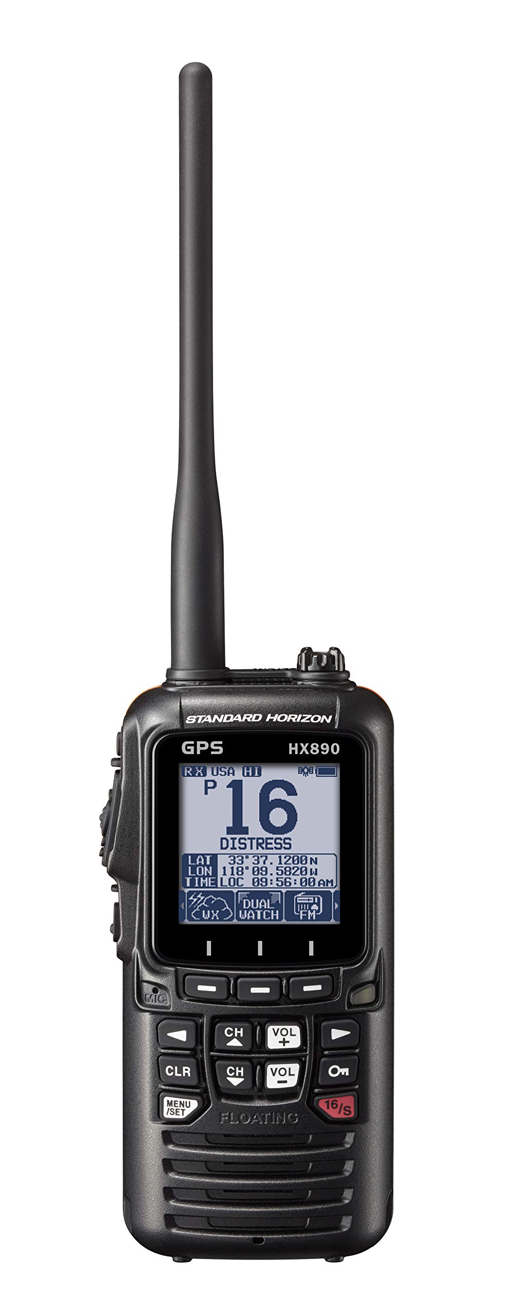 Standard Horizon HX890 Black Handheld VHF - Floating 6 Watt Class H DSC Two Way Radio