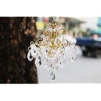 Luxury Classic Miniature Chandelier Clear Crystal Beads Wind Chimes Hanging Drops Baby Doll House Decor