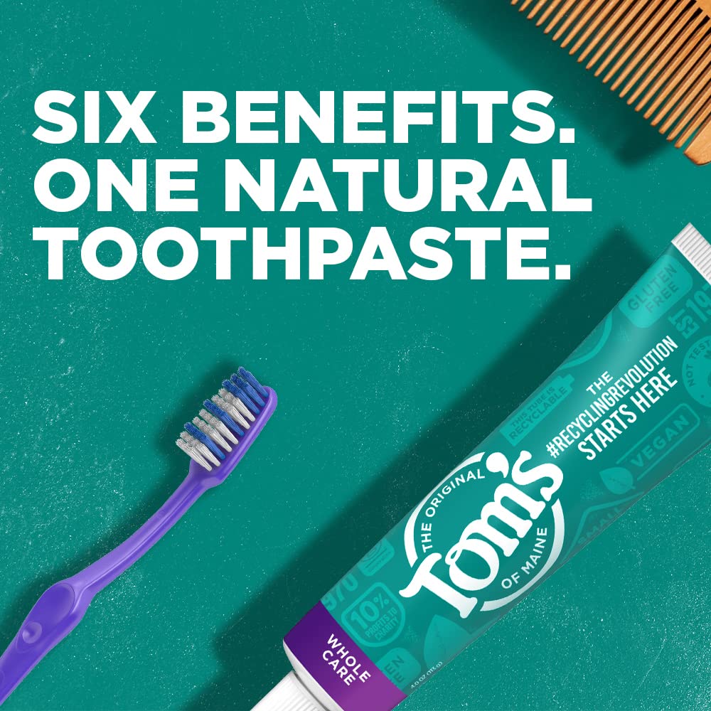 Tom's of Maine Whole Care Natural Toothpaste with Fluoride, Spearmint, 4 oz. 3-Pack (Packaging May Vary)