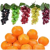 Toopify Fake Fruit 10PCS Artificial Grapes 16PCS Artificial Oranges