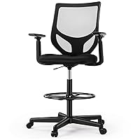 Tall Drafting Chair - Tall Standing Office Desk Chair with Adjustable Foot Ring, Chair with Ergonomic Lumbar Support, Adjustable Height, Breathable Mesh