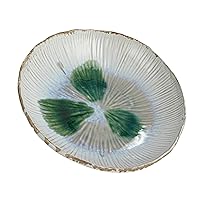 Creative Co-Op Stoneware Bowl with Reactive Crackle Glaze, Green and White