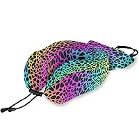 ALAZA Travel Pillow, Rainbow Leopard Soft Neck Support Pillows for Airplanes Car and Home Washable Cover