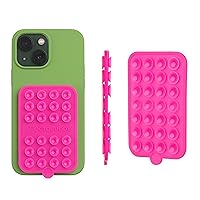 Silicone Double-Sided Suction Phone Case Detachable Mount - Hands-Free, Strong Grip Holder for Selfies & Videos - iPhone & Android Compatible - 2.5″ x 3.75″, Hot Pink