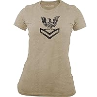 Women's Distressed Navy E5 Petty Officer 2nd Class Rank T-Shirt