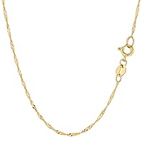 10k Yellow Real Solid Gold Singapore Chain Necklace, 1.5mm