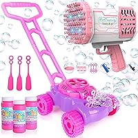 ArtCreativity Bubble Lawn Mower for Toddlers & Bazooka Bubble Gun Blaster, 69 Holes Rocket Boom Giant Bubble Blower Gun with Colorful Lights, Kids Bubble Machine, Great Gift for Halloween Party Favors