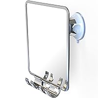 Shower Mirror, Shower Mirror fogless for Shaving with a Removable Razor Holder - Shaving Mirror for Shower with a Powerful Suction Cup - Shatterproof fogless Mirror for Shower (Chrome)