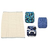 OsoCozy Unbleached Infant Prefolds and 3 One Size Diaper Covers 7-15 lbs
