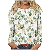 Womens Fall Fashion 2023,Cotton Long Sleeve Shirt Women Casual Retro Printed Round Neck Long Sleeve Pullover Cute Tops Trendy