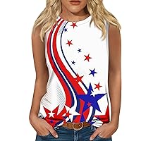 Women 4Th of July Tank Top, Flag Tank Tops for Women 4Th of July Clothes Women 4Th of July Tank Tops Summer Trendy Patriotic American Flag Print Country Camis Women's Patriotic (1-White,3XL)
