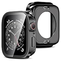 Amizee 2-in-1 Case [Pack of 2] Compatible with Apple Watch Series 8/7 41 mm with Screen Protector, 360° All-Round Case Protective Case for iWatch Series 8/7 (Black)