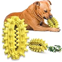 Dog Chew Toys for Aggressive chewers Stick Toys with Non-Toxic Nylon Rope for DogsTeeth Cleaning Chews for Small, Medium and Large Dogs 100% Natural Rubber