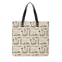 Coffee Pattern PU Leather Tote Bag Top Handle Satchel Handbags Shoulder Bags for Women Men