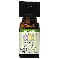 Aura Cacia 100% Pure Sweet Orange Essential Oil | Certified Organic, GC/MS Tested for Purity | 7.4 ml (0.25 fl. oz.) | Citrus sinensis