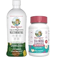 Liquid Mineral Supplement for Women, Men, Kids for Sleep & Immune Support, Bone & Nerve Health in Pineapple + Sea Moss Gummies, Gut, 2-Pack Bundle, Vegan, Non-GMO