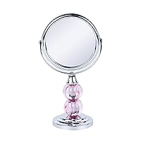 Popular Bath Aroma Mirror Style Great for The Dresser Table, Purse or Travel 3X Magnification Mirror, Chrome - Pink Color