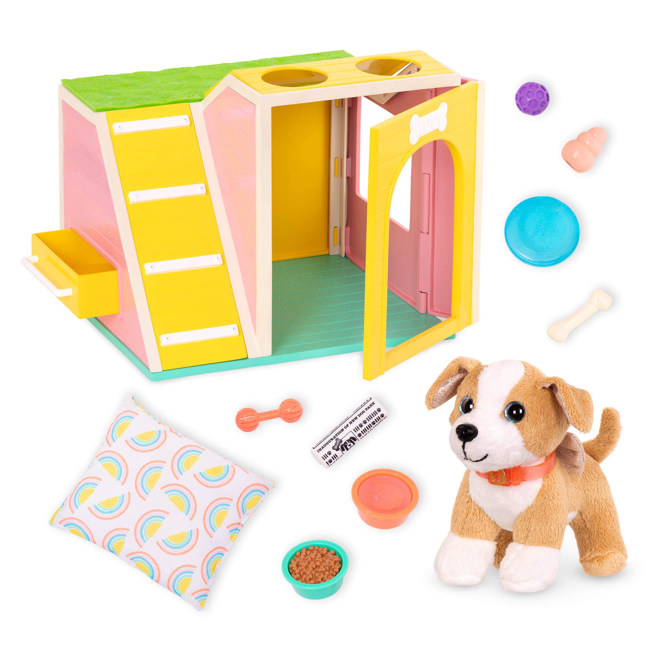 Glitter Girls – Dog House Playset-plush Puppy Chihuahua – 14-inch Doll Accessories for Kids Ages 3 and Up – Children’s Toys