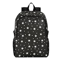 ALAZA Star and Polka Dots Abstract Black and White Retro Packable Travel Camping Backpack Daypack