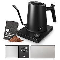 Greater Goods Electric Gooseneck Kettle and Espresso Scale with .1 Accuracy, Designed in St. Louis. Onyx Black.