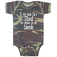 If You Think I'm A Stud You Should See My Uncle Funny Baby Boy Bodysuit Infant