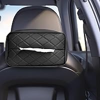 Car Tissue Holder, PU Leather Tissue Box Cover Rectangular for Car, Car Tissue Box Holder for Car Backseat, Tissue Holder for Car Organization Accessories, 9.5'' x 3.9'' x 5.5'' (Black)