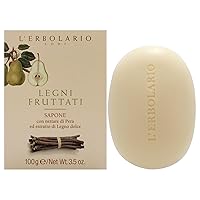 LErbolario Soap, Legni Fruttati, 3.5 oz - Bar Soap - With Pear Nectar - With Coconut and Olive Oils - Woody Fruity Scent - Moisturizing - Cruelty-Free